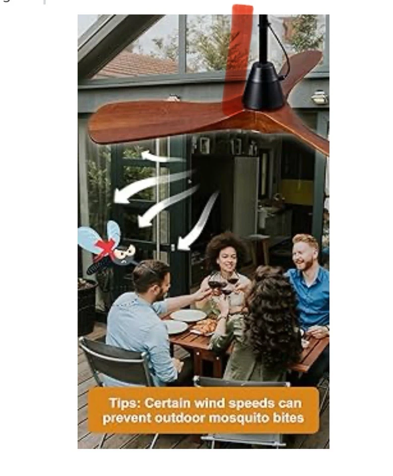 Ceiling Fan with Light 34" Wood Farmhouse Rustic F247 Outdoor Ceiling Fan - Image 3 of 4