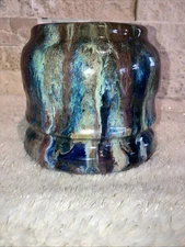 Handcrafted Clay Pot Drip Glaze Pottery Bowl Planter Heavy Substantial Pot