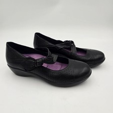 Dansko Womens Mary Jane Shoes Size 36 Black Leather Perforated Strap Round Toe