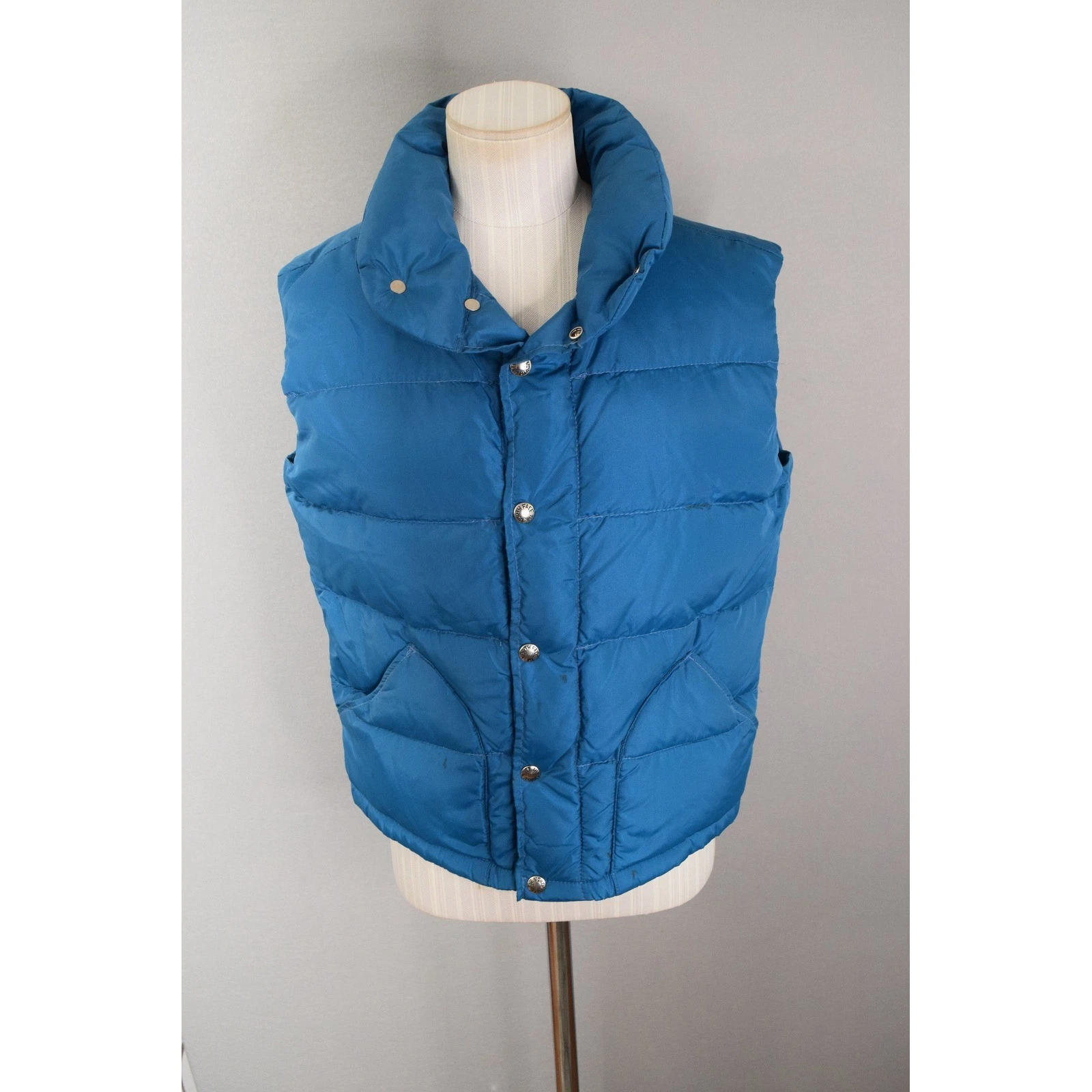 Vintage The North Face Down Puffer Vest Small Blue Made in USA Mens