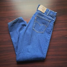 Vintage Levi's 550 Orange Tab Dark Blue Relaxed Made In USA Paper Tag Size 38x30