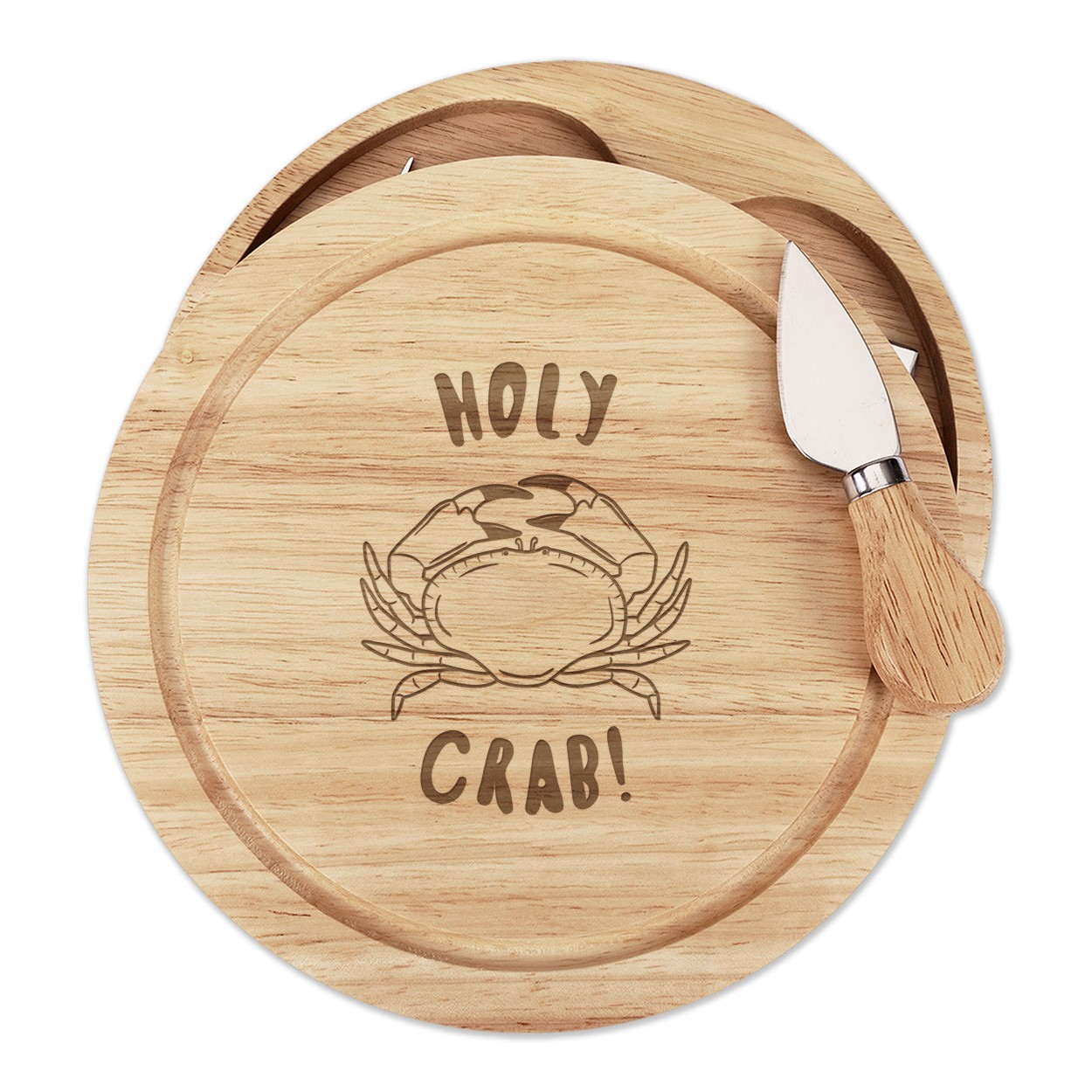 Holy Crab Cheese Board Knife Set Funny Animal Joke Crap