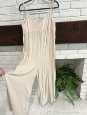 H M Wide Leg Jumpsuit Loose Fit Cream Size M