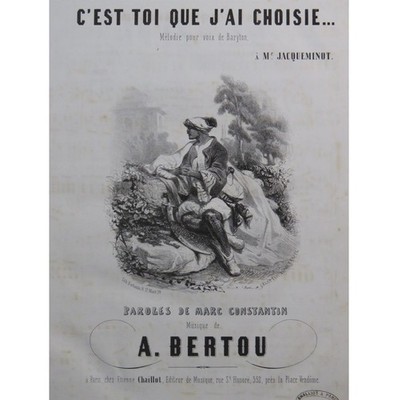 BERTOU A. Du hast ich gewählt Klaviergesang ca1850