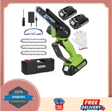 Mini Chainsaw 6" Cordless with 2 Batteries & Charger, Handheld Electric Saw