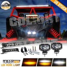 Roof 50'' Strobe LED Light Bar+7 inch+4" Light Pods+Wire for Can-Am Maverick X3