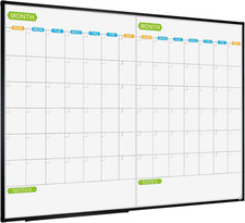 Magnetic Dry Erase Calendar Whiteboard, 2 Month White Board Planner 48 X 36 I...