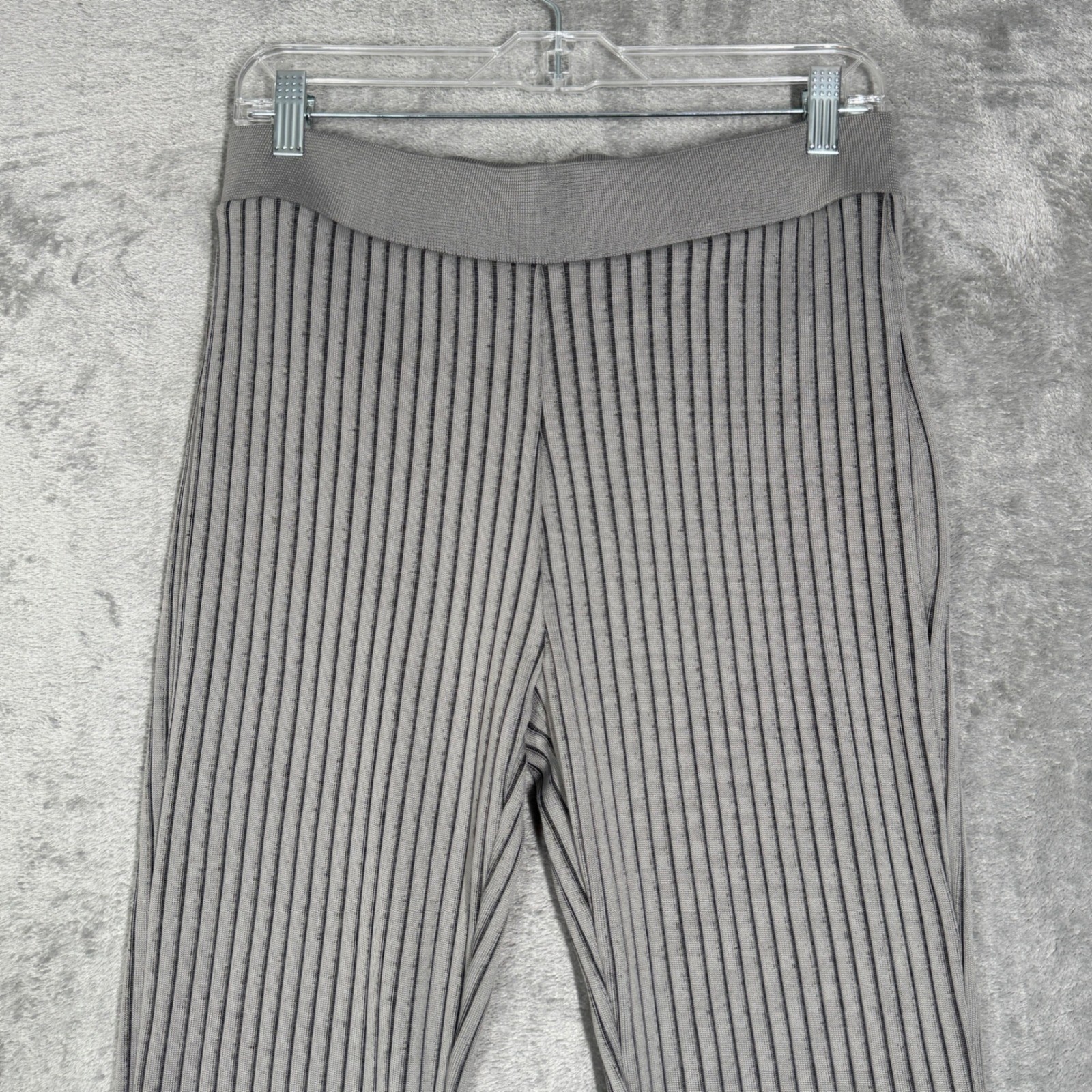 Zara Pants Womens L Gray Ribbed Knit Flare Leg Pull On Lounge Y2K Minimalist NWT thumbnail 4
