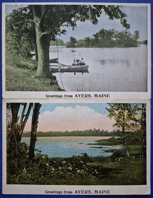 Ayres, ME. (2) 1925 Greetings from Ayers, Maine Postcards