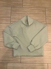Calia Extended Neck Pullover Size XS Sage Green Quilted Sweatshirt