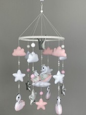 Baby mobile girl Swan mobile Nursery crib mobile pink New baby gift New mom gift