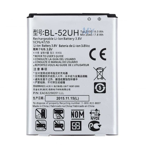 Batterie Li-ion pour téléphone portable LG L70, L65 2100mAh 3,8V 8,0Wh BL-52UH 1ICP6/47/59 OEM - Photo 2 sur 2