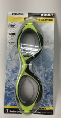 U.S. Divers Wave Swim Goggles Adult Neon Panoramic View UV Anti-Fog Protect (t80