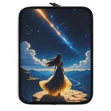 Anime Girl Laptop Sleeve - Elegance in Nature - Black