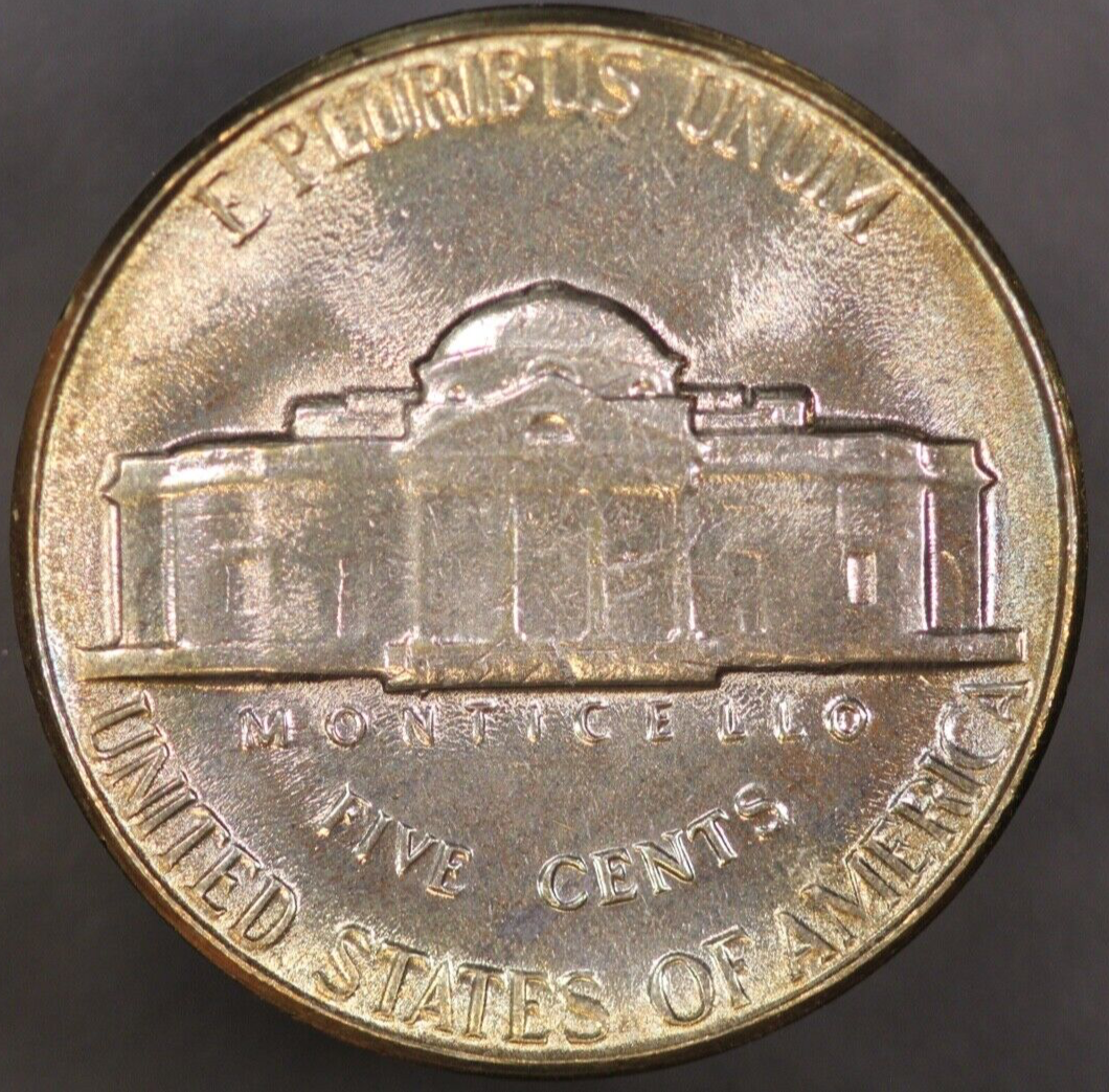 1955 JEFFERSON NICKEL BU FRESH FROM OLD COLLECTION-TONED-LOT AA