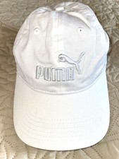 VTG PUMA Hat Cap White Embroidered Classic Baseball Cap Adjustable One Size