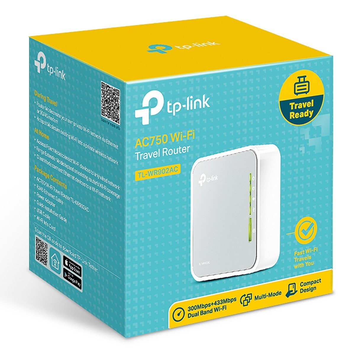 Tp-Link Ac750 Wi Fi Wireless Portable Nano Dual Band Travel Router Tl-Wr902Ac