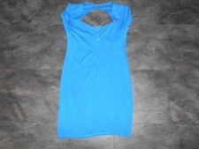 BLUE BODYCON DRESS WITH BACK EXPOSED ZIP - SIZE LARGE (14) - GOOD CONDITION