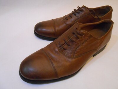 Zara Men Leather Oxfords Laces Up Cap Toe Dress Shoes Size 42