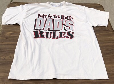Fathers Day-Vintage 1996  Dad s Rule  Printed T-Shirt XL (46-48) Off White