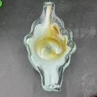 Murano Glass Candy Dish Gondola Lt Blue W/ Gold  Swirl Vintage 11x3.5