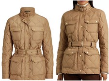 Nwt $ 325 Lauren Ralph Lauren Diamond Quilted Belted Coat Camel L