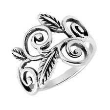 Gorgeous Swirling Vine of Sterling Silver Ring-8