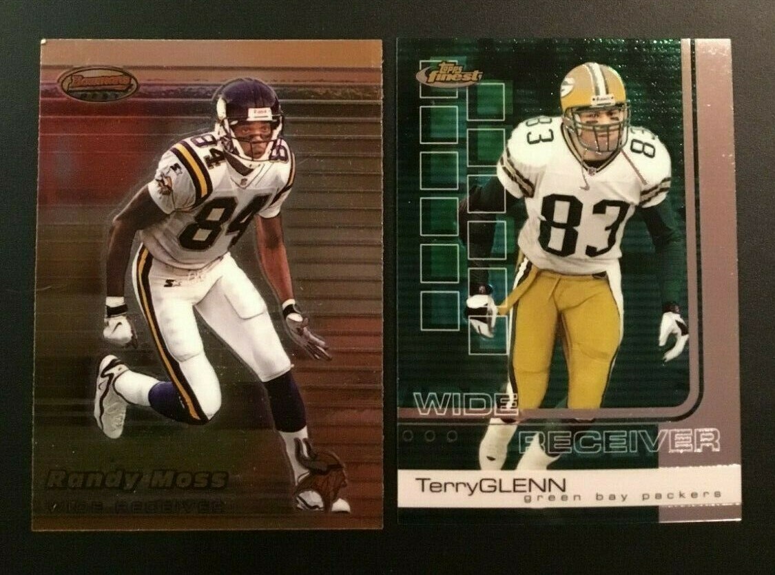 1999 Bowmans Best # 1 RANDY MOSS 2002 Topps Finest #18 TERRY GLENN Lot 2 Vikings