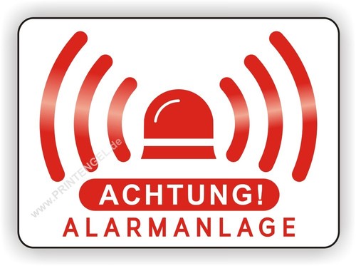 5 Stück Aufkleber Alarmgesichert, Innenklebend, 40mm Durchmesser Alar