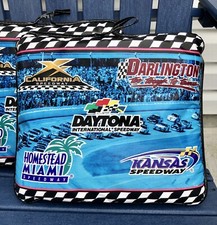 NASCAR Cushions Vinyl 2-Pack Daytona+ Speedways Print, Vtg 90's Racing Souvenir