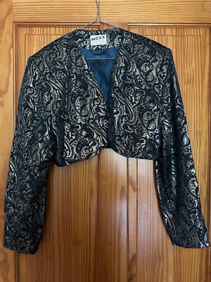 Vintage 80s Sparkly Puff Sleeve Cropped Jacket Bolero with