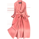 Womens Cashmere Coats Long Windbreakers Warm Korean Woolen Comfort Coat Loose XL