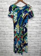VTG Hilo Hattie Multi Color 100 Rayon Hawaiian Dress Womens Size S USA