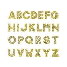26Pcs A-Z Gold Alloy Letter Slide Charms - Rhinestone Alphabet Beads for 10mm
