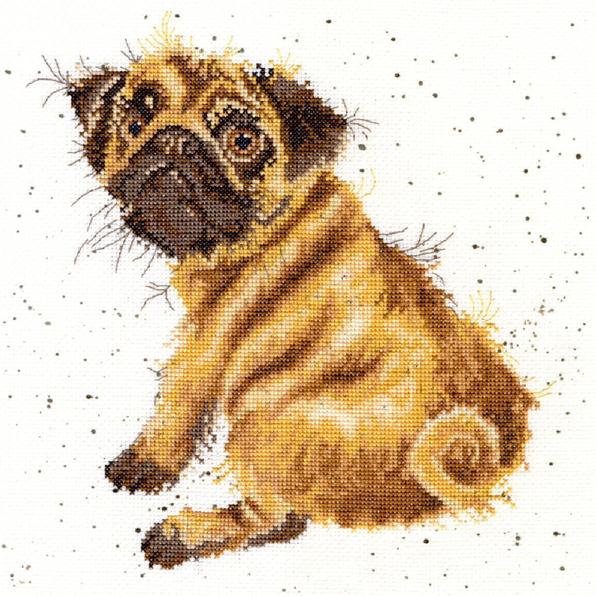 Bothy Threads counted cross stitch Kit ""Pug"", 26x26cm, XHD11