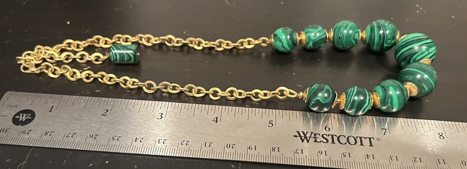 Polished Malachite Statement Necklace - image 7