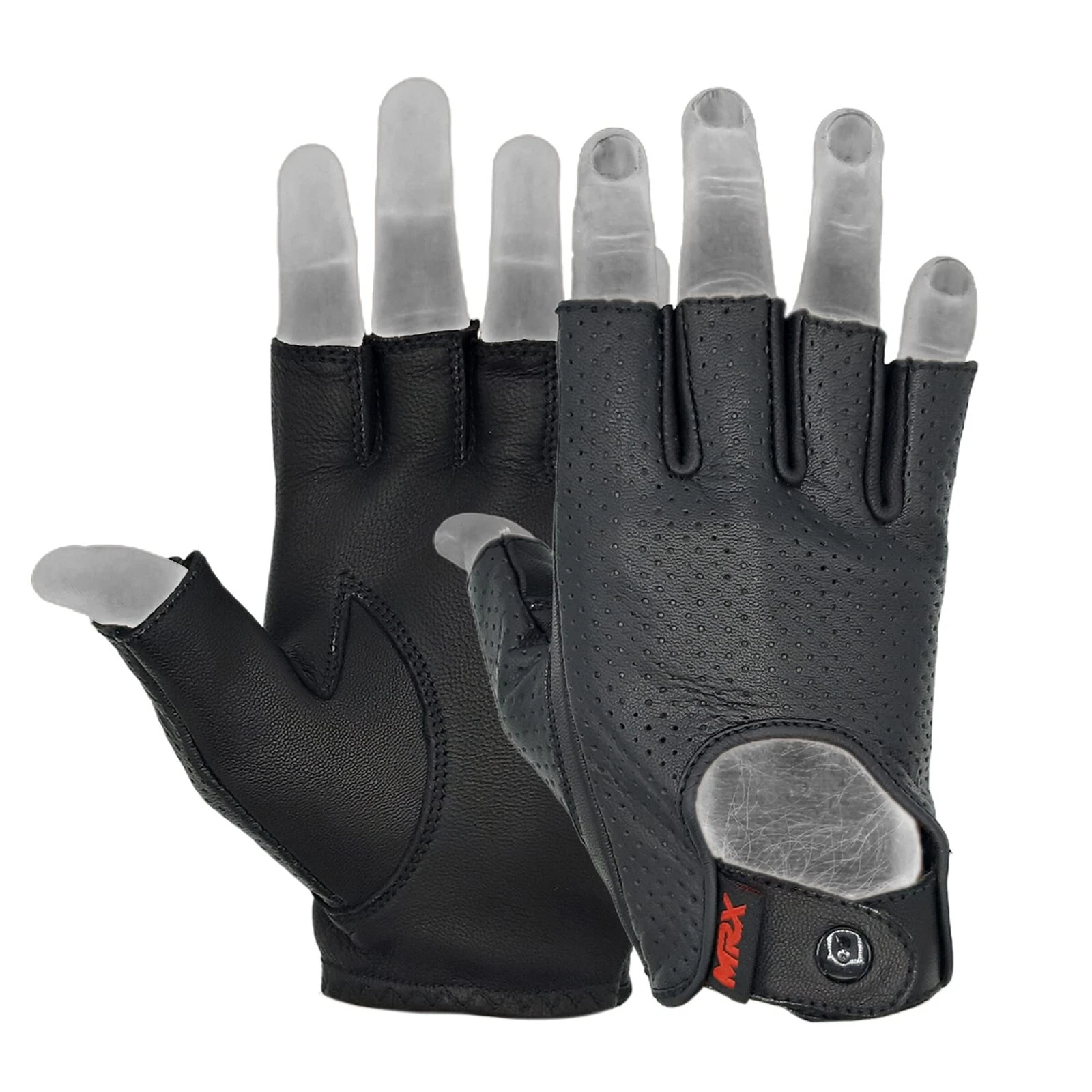 MRX Mens Driving Gloves Fingerless Motorcycle Riding Soft Goat Leather Glove