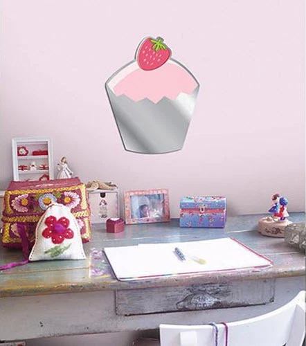 CUPCAKE Pegatina Pared Espejada 1 Calcomanía Grande Peso Ligero Acrílico Espejo Dulce Foto 2 de 2