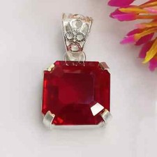 Natural Certified 25 Ct Red Ruby 925 Solid Silver Pendant Loose Gemstone