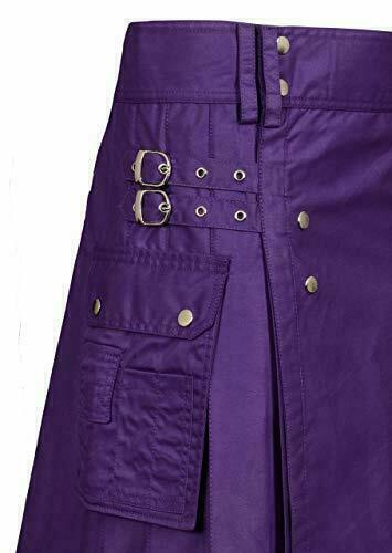 Kilt moda cotone scozzese viola utilità kilt per uomo e donna - Foto 2 di 4