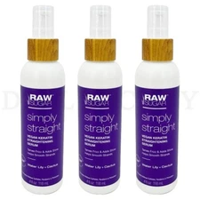 Raw Sugar Simply Straight Keratin Straightening Serum 4oz Lot of 3