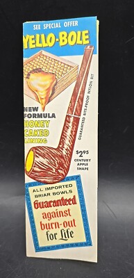Vintage Yello-Bole Tobacco Pipe Honey Cured Smoke Brochure Sales Ad 