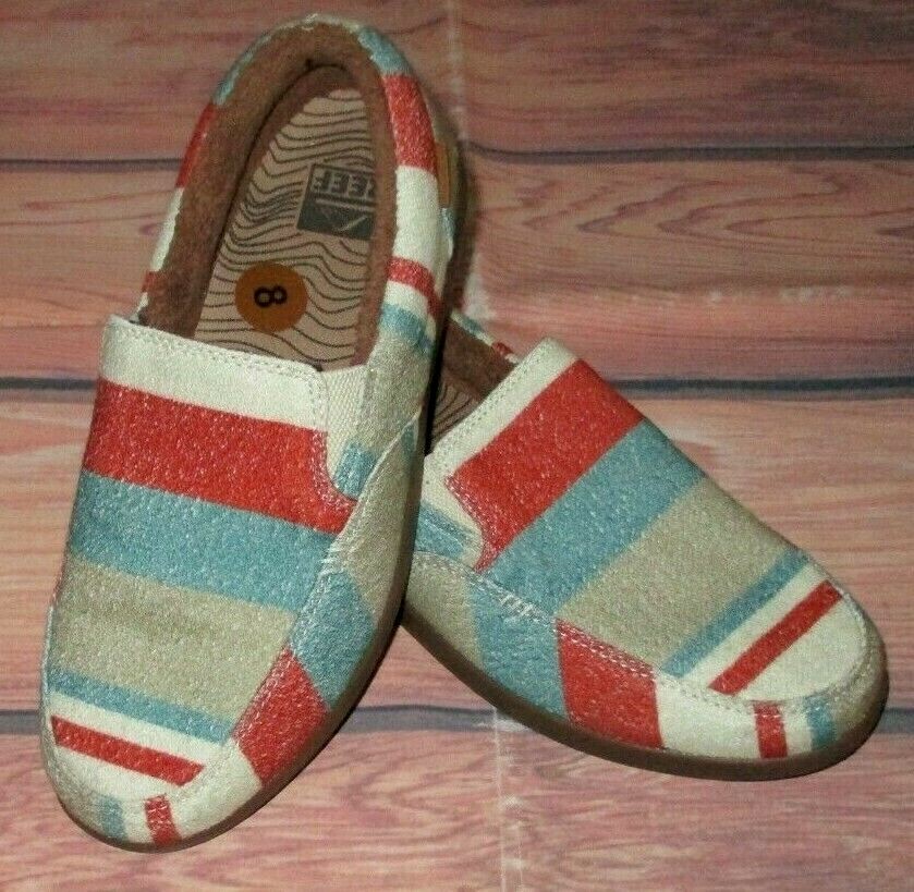 REEF COAST COZY MEN’S STRIPED TOWEL CASUAL SLIP ON SHOES SIZE 8 MENS REEF COAST COZY STRIPED TOWEL CASUAL SLIP ON SHOES SIZE  main image 2