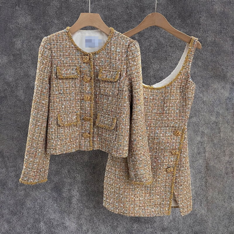 Self-portrait Women's Single-breasted Tweed Short Jacket Cardigan coat DRESS