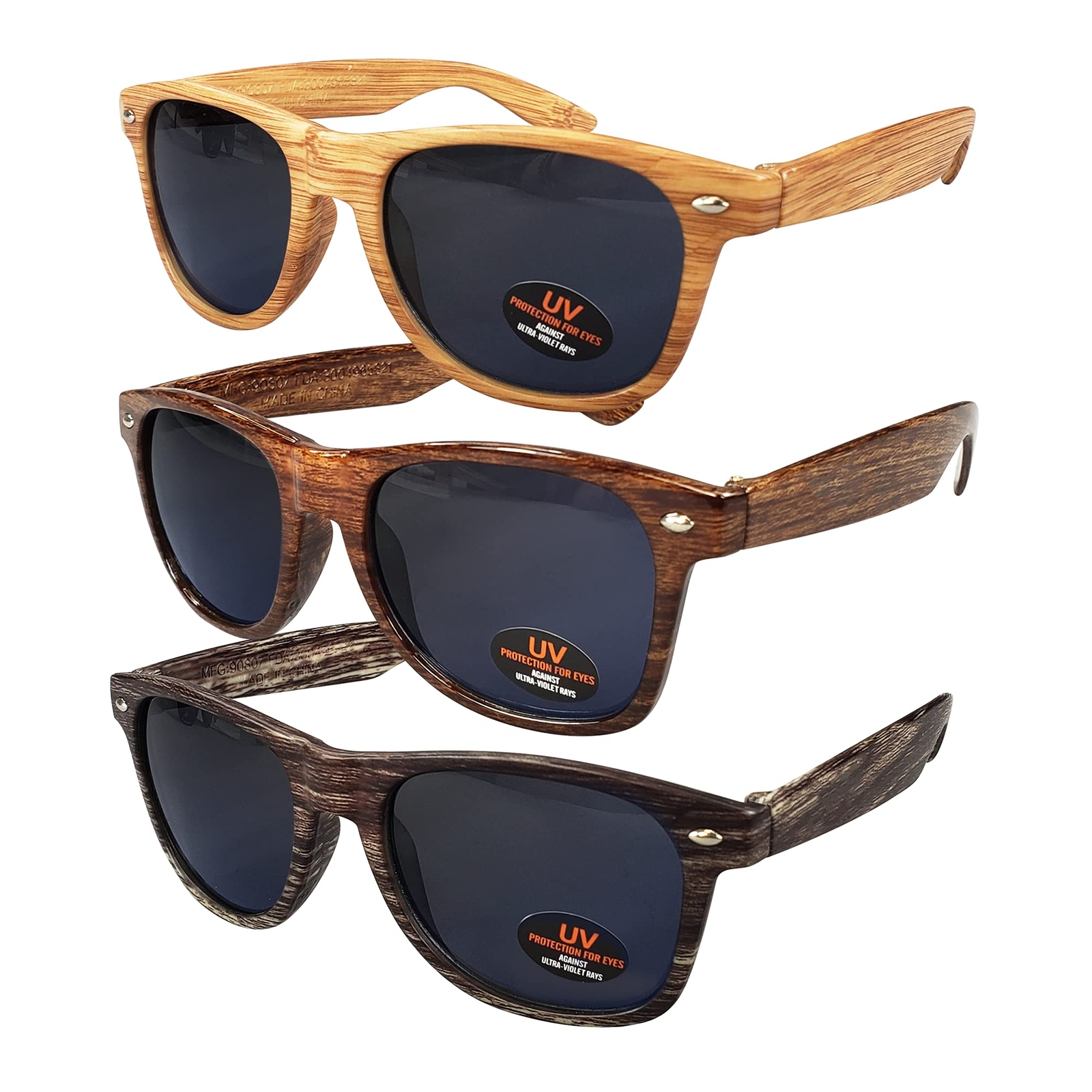 Sunglasses for Men, Women & Kids 3 Pack of Tinted Lenses ,UVA & UVB Protection