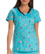 HeartSoul Womens Scrubs Animal Print V Neck Top HOPA HS600 Hoo's Up Late NWT