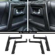 For 10-23 Toyota 4Runner Carbon Fiber Inner Door Armrest Handle Frame Cover Trim