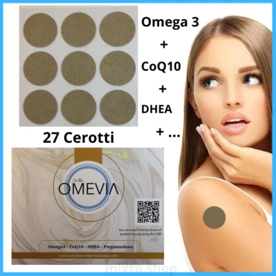 ONE MORE INTERNATIONAL OMEVIA Cerotti transdemici con OMEGA 3 Coenzima Q10 Integratore Patch TTS