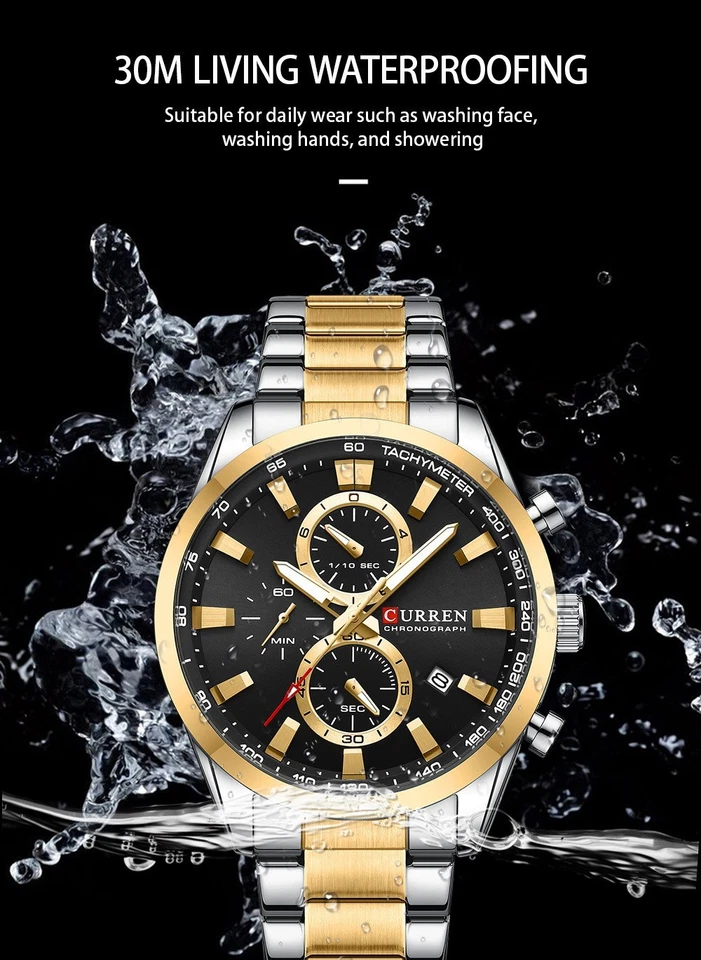 CURREN Reloj Hombre Acero Multifunción Cronógrafo Calendario Luminoso Cuarzo Regalo Foto 4 de 4