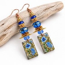 Artisan Glass & Brass exquisite Floral Copper Earrings